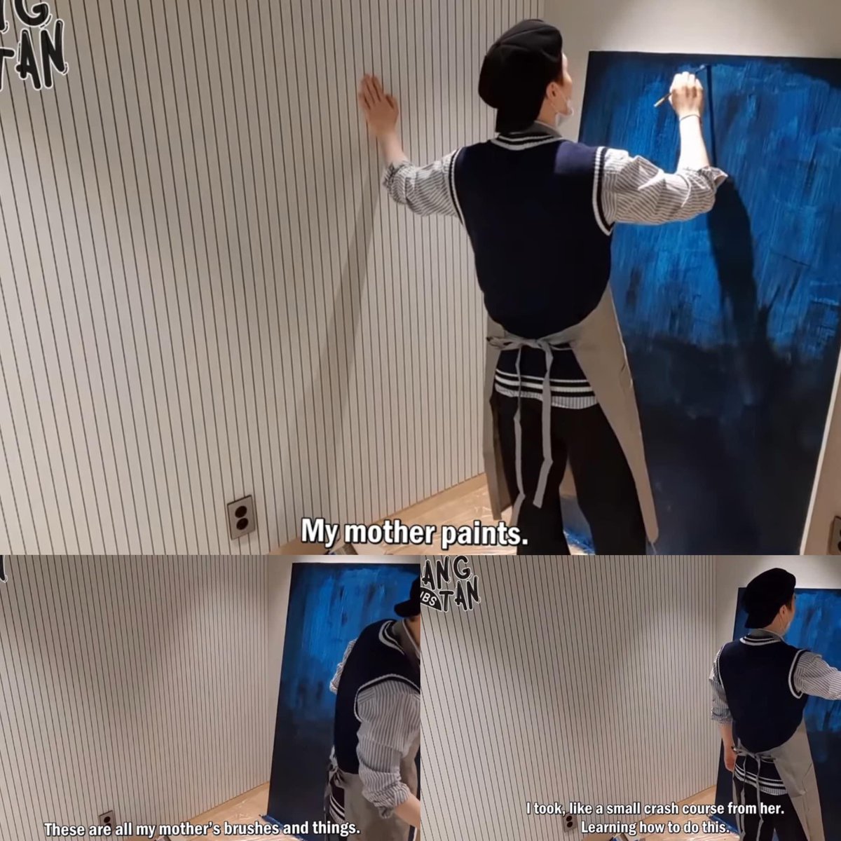 CYPHERS_DDAENG3's tweet photo. mother and son bond. yoongi mentioned his mom.👩🏻 👦🏻🧵 

🐱: My mother paints. These are all my mother's brushes and things. I took, like a small crash course from her. Learning how to do this.

🐱: my mom really paints well. I didn’t get the DNA. 

 #SUGA #슈가 https://t.co/fbBC5x0jTu