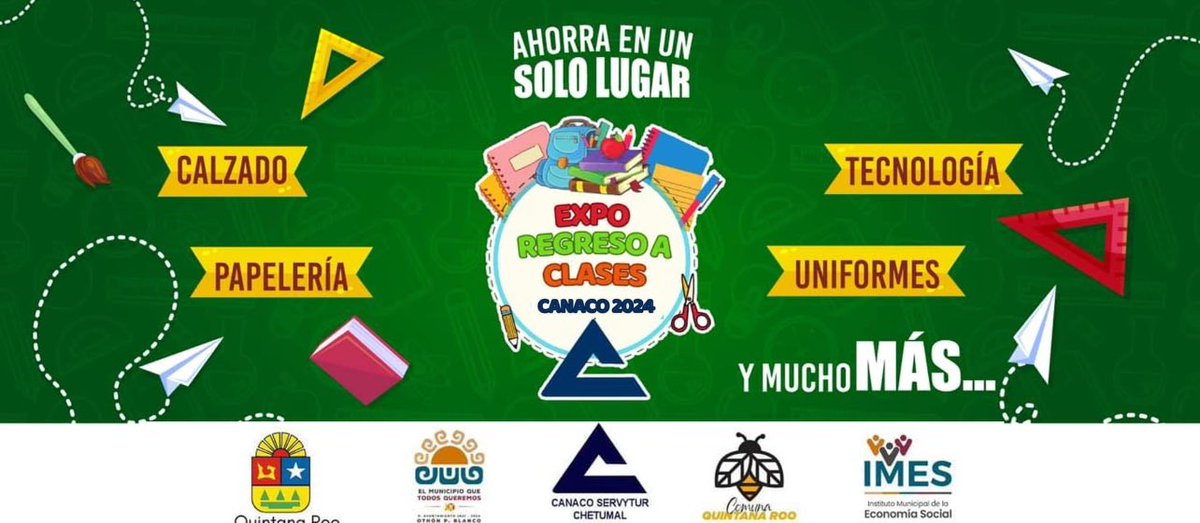 MxComuna's tweet photo. ¡El evento que estabas esperando ha llegado! 🎉📘
Ven a la Expo Regreso a Clases Canaco 2024 y aprovecha ofertas increíbles para preparar a tus pequeños para el nuevo año escolar.
 ¡Nos vemos allí!✏️📚
@CANACOChetumal @AytoOthonPB #Imes https://t.co/uODVHTUelW