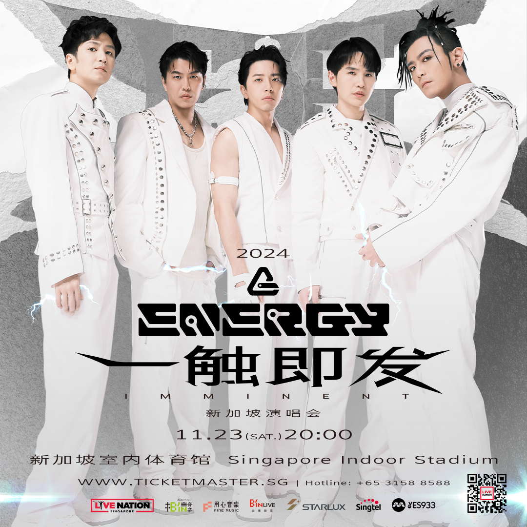OneProductionSG's tweet photo. 📢 2024 Energy《一触即发》新加坡演唱会 🇸🇬

📅 2024年11月23日 (六), 8pm
📍 新加坡室内体育馆

一场电力四射的大型 Party 即将开场 ⚡️ 最传奇、最杀的华语乐坛唱跳天团 Energy 将点燃狮城 🔥

每一触 都奋力不顾 💥 这一次 不再放手 🤍

⚡️ 万事达卡预售: 26/08 (一), 10am ~ 28/08 (三), 8am
万事达卡持卡人可享有优先购票权！更多详情，请上 https://t.co/PlWE776p3j

⚡️ Singtel 预售: 28/08 (三), 10am ~ 11:59pm
Singtel 电信移动用户可预先购票！更多详情， 请上 https://t.co/PHeYcS1a9a

⚡️ 全面开卖: 29/08 (四), 10am 起可通过 https://t.co/N4oaERNMAR / 拨打订票热线 +65 3158 8588

✨ VIP 福利
- 场内最佳座位
- VIP 专属卡牌与挂绳
- VIP 独家明信片
- 10月5日签名会入场优先权（活动详情将于后续公布）  购票

🎫: https://t.co/ZupklNMRZ3
👉🏼 更多亚洲演出: https://t.co/RlnmkoagWU

——————

📢 𝟐𝟎𝟐𝟒 𝐄𝐧𝐞𝐫𝐠𝐲 [𝐈𝐌𝐌𝐈𝐍𝐄𝐍𝐓] 𝐋𝐢𝐯𝐞 𝐢𝐧 𝐒𝐢𝐧𝐠𝐚𝐩𝐨𝐫𝐞 🇸🇬

📅 23 Nov 2024 (Sat), 8pm
📍 Singapore Indoor Stadium

Return of the legends! Energy is bringing their celebrated reunion to Singapore ❤️‍🔥 Let it be a night of electrifying fun and non-stop energy boost 🆙🆙🔋

⚡️ 𝐌𝐚𝐬𝐭𝐞𝐫𝐜𝐚𝐫𝐝 𝐏𝐫𝐞𝐬𝐚𝐥𝐞: 26/08 (Mon), 10am - 28/08 (Wed), 8am Simply complete the ticket purchase using a valid Mastercard. Visit https://t.co/WCIkYSM56U for more info.

⚡️ 𝐒𝐢𝐧𝐠𝐭𝐞𝐥 𝐏𝐫𝐞𝐬𝐚𝐥𝐞: 28/08 (Wed), 10am - 11:59pm Singtel mobile users will enjoy priority presale! Visit https://t.co/KyZ8f6q2Mj for more info.

⚡️ 𝐆𝐞𝐧𝐞𝐫𝐚𝐥 𝐒𝐚𝐥𝐞: 29/08 (Thu), 10am via https://t.co/kWf3Z1mpeJ / hotline +65 3158 8588

✨ 𝐕𝐈𝐏 𝐄𝐧𝐭𝐢𝐭𝐥𝐞𝐦𝐞𝐧𝐭𝐬:
- Best seats in the house
- ⁠VIP Laminate & Lanyard
- Exclusive Postcard
- Priority entry to Energy Fansign Event on 5 Oct 2024 (More details will be announced at a later date)

🎫: https://t.co/ZupklNMRZ3
👉🏼 More Asian Acts: https://t.co/Ia7GwdxewZ

#Energy #一触即发
#EnergyinSG
#Energy一触即发新加坡演唱会
#livenationsg