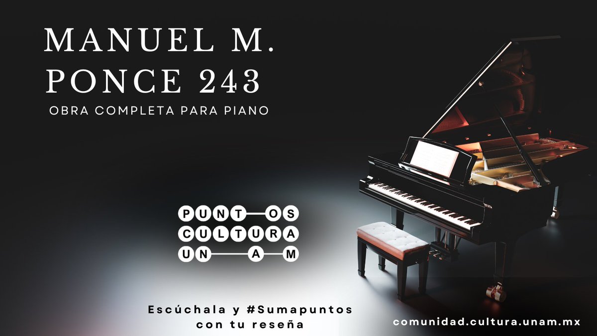 ¡La Gala Ponce 243 te espera el 24 de agosto! 🌟🎹 
13 pianistas y la Orquesta Sinfónica del Instituto de la Juventud de la Ciudad de México rinden homenaje a Manuel M. Ponce. ¡Un evento único! 
18 h. Anfiteatro Simón Bolívar, <a href="/SanIldefonsoMx/">Colegio de San Ildefonso</a> 
🎟️comunidad.cultura.unam.mx