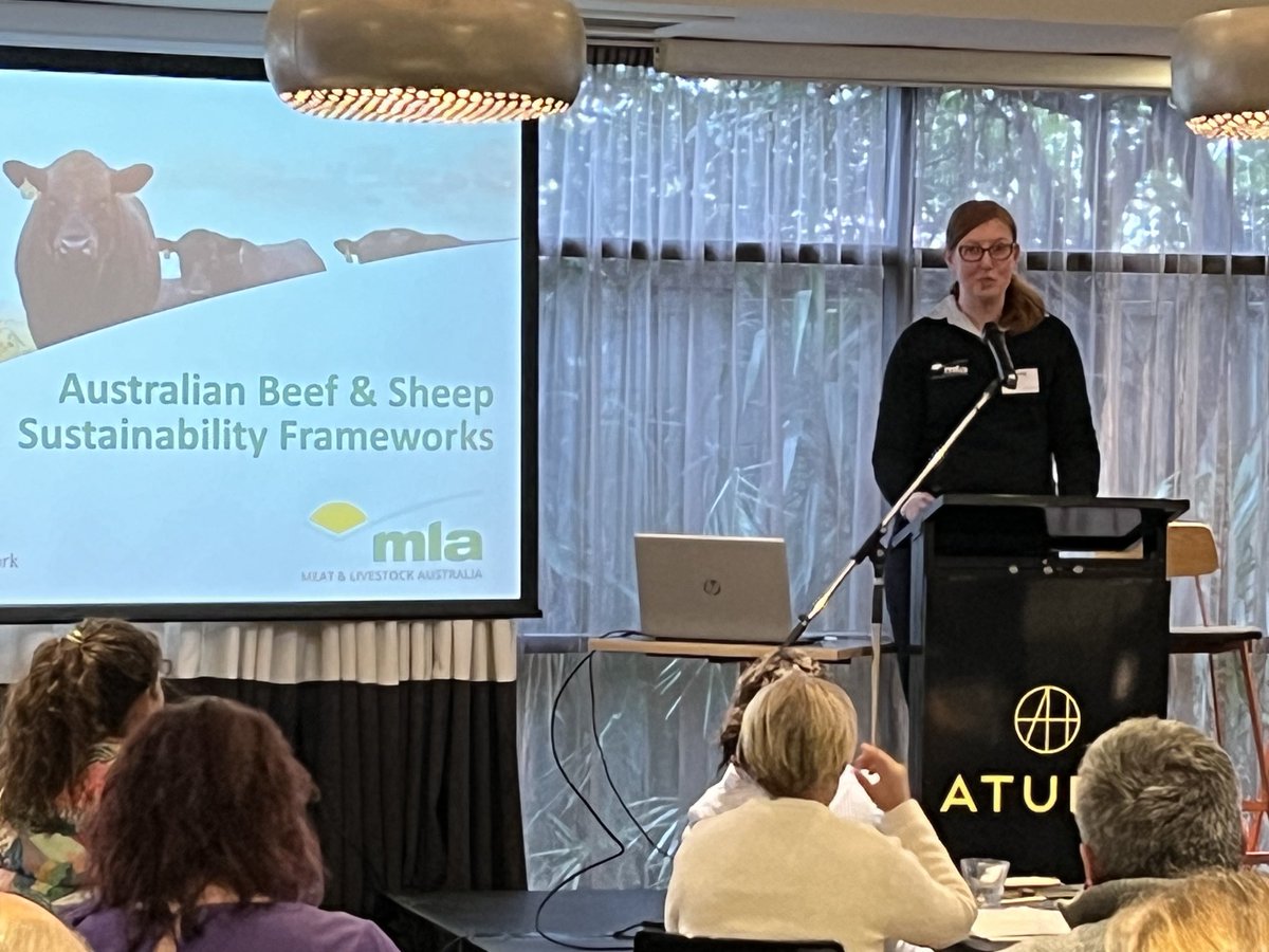 Courtney Nelson ⁦⁦<a href="/meatlivestock/">Meat & Livestock Australia</a>⁩ putting the animal welfare context into the definition of the red meat industry’s sustainability frameworks #L2024 #SustainableAgriculture