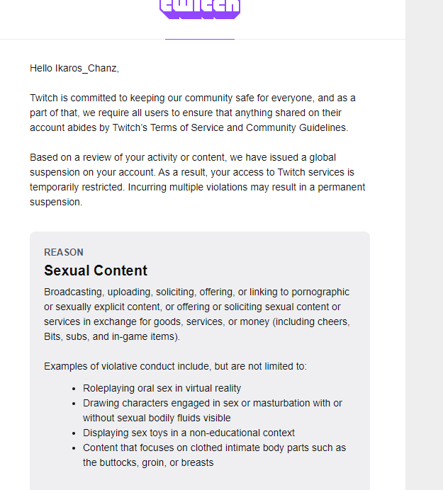 linkzvr's tweet image. WTF is going on @Twitch @TwitchSupport @djclancy999 

You've literally banned one of the MOST legit wholesome #vrchat streamers (@Ikaros_Chanz) I know of for 7 DAYS for Sexual Content??

First, it's banning someone for Adult Nudity when they've never streamed before, &amp;amp; now this?