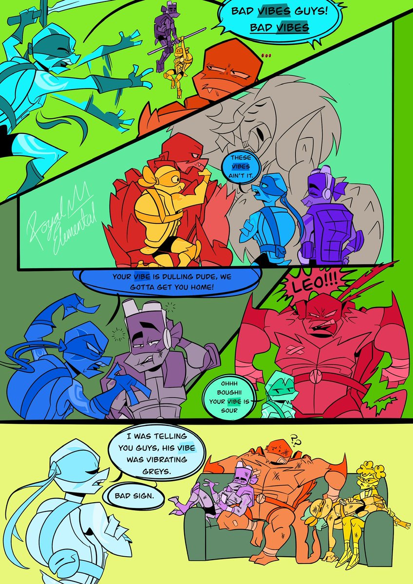 RoyalElemental1's tweet photo. I just think it would be funny if Leo was born with the ability to see auras but has 0 idea that this is not normal, and then just naturally assumes when people talk about ‘vibe checks’ they’re checking the mood of someone’s aura.

#rottmnt #SaveRiseoftheTMNT https://t.co/KBQvU9PYZC