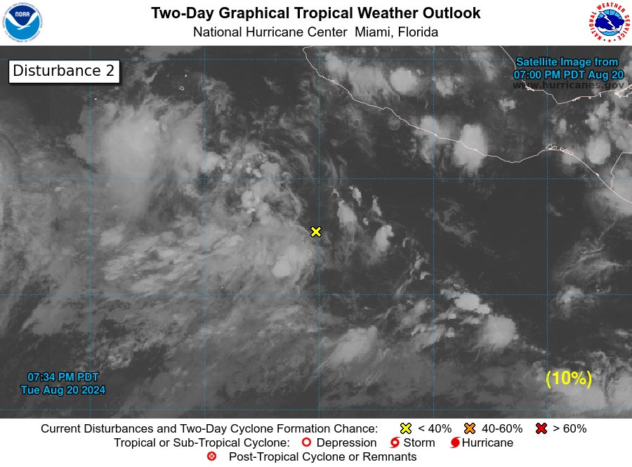 LimWeather's tweet photo. D98 EPAC #HurricaneSeason2024 8pm EDT
AOI 2 has a 10% to become a TC in 2 days, 60% in 7 days, heading OTS S of #Mexico's Pacific Coast!
Next names: #Hector/#Ileana
Next Invest no: #Invest92E
#Wxtwitter #wxx #tropicswx #hurricaneseason #ep92 #92e https://t.co/YkUOMqPvjm