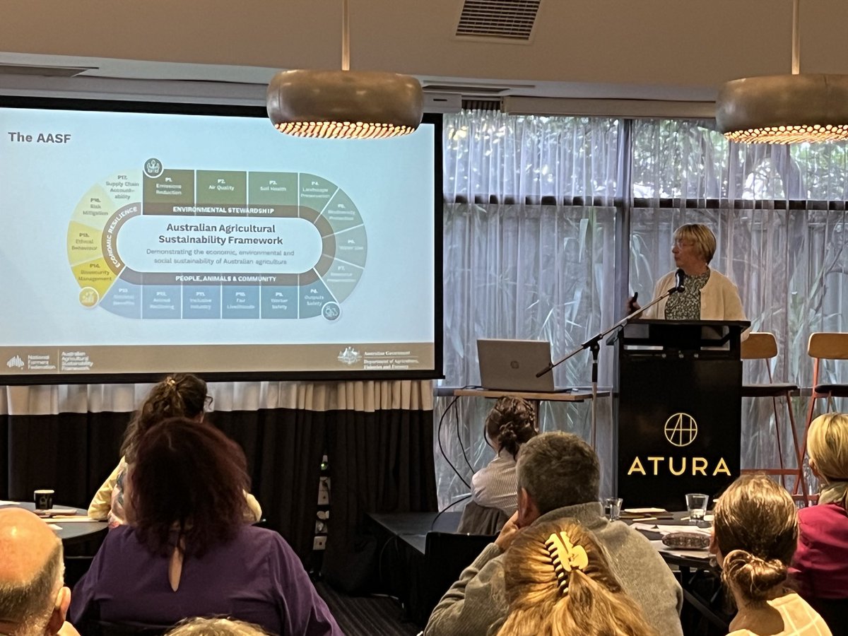 Anwen Lovett ⁦<a href="/NationalFarmers/">National Farmers' Federation</a>⁩ highlights why meaningful language is needed to tell and translate our story to global markets. The #AASF is a source of truth for telling our Sustainable Australian Agriculture story #L2024 #SustainableAgriculture