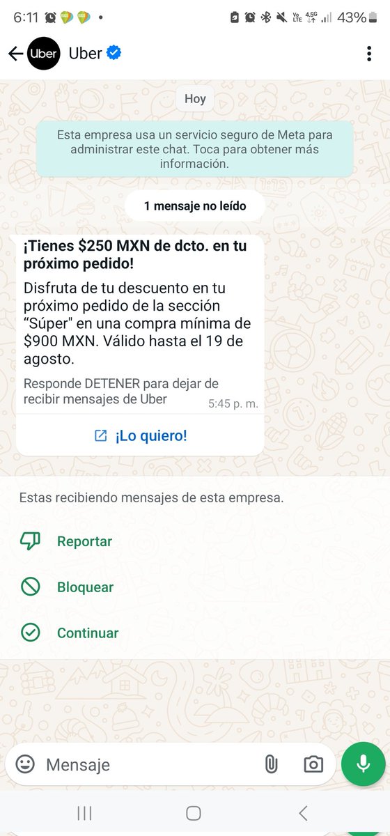 dangg6's tweet photo. Gracias @Uber_MEX @Uber por mandarme hoy un cupón que venció ayer #valesmil https://t.co/8apSwk8iSN