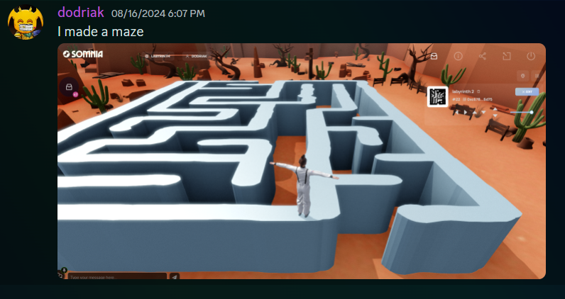 Somnia_Network's tweet photo. 🎉 This week, we’re shining the spotlight on @DobrakB! They’ve crafted an incredible maze using the #Somnia Playground. 🌀✨ Check out their creation and see if you can navigate through it! 🔍

Let’s show some love to their creativity—like, retweet, and comment below! 🚀 https://t.co/c8V4VfPhXc