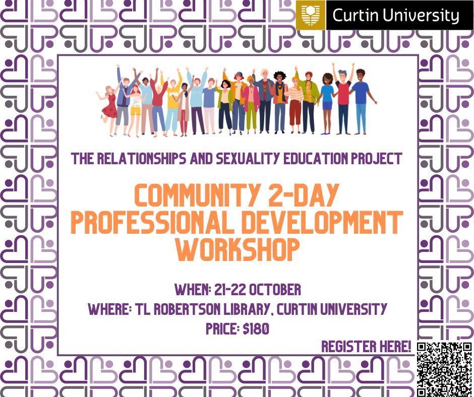 The RSE Project are hosting 2-day Professional Development Workshop for community groups, service providers, and others who wish to upskill in RSE from outside the school sector. 

👉 buff.ly/3ATmtEp 

📅 21-22 October 2024
📍 Curtin University 
💲 $180 ($50 for students)
