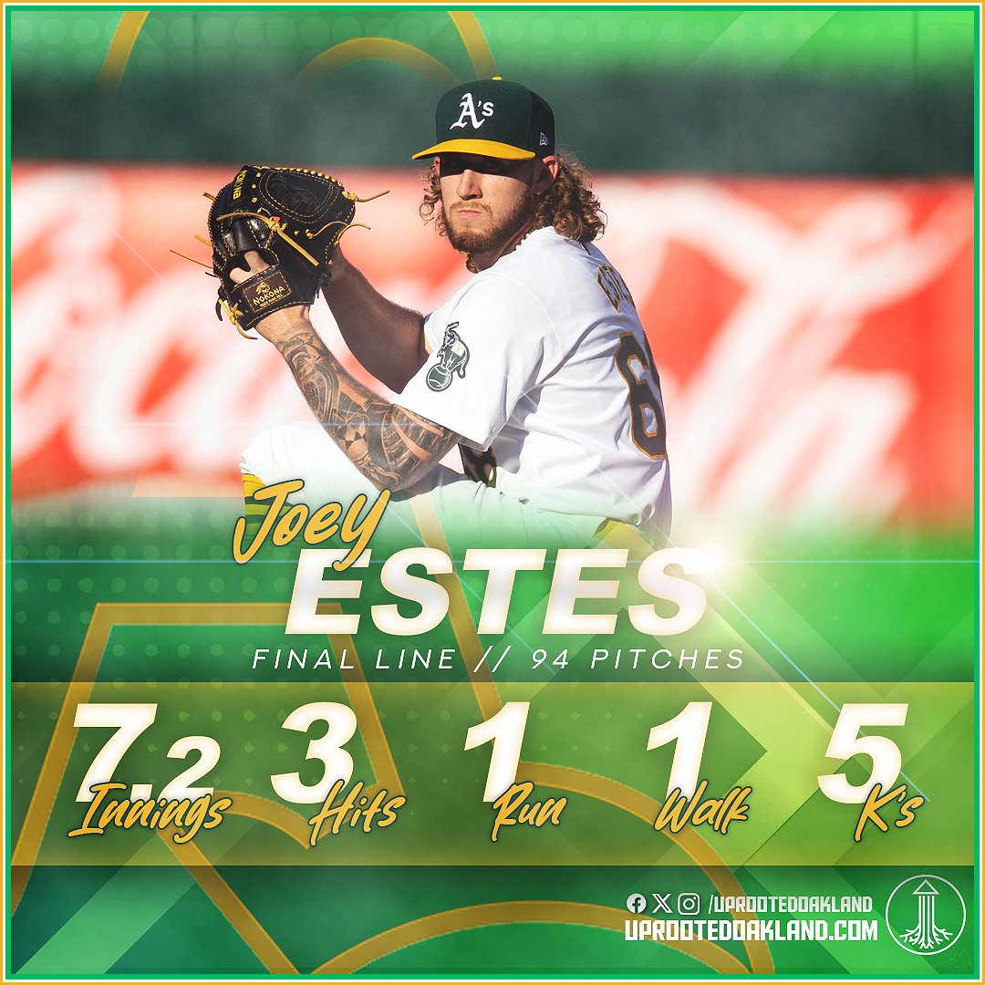 Joey Estes was DEALING yet again tonight.

Before the game began, Estes etched his late brother-in-law's name in the dirt of the backside of the mound to honor his memory following a fatal car accident.

Doesn't get much easier to get behind a guy like Joey Estes. 

#Athletics