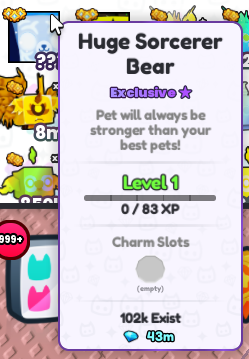 Hatched another huge on my alt, but without any rainbow dice! 🐻☄️#PetSimulator99 #PetSim99 #PS99 #Roblox #BigGames