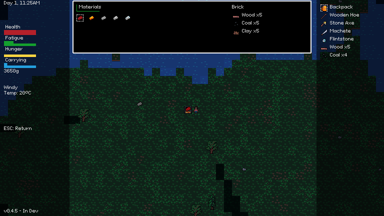 emeraldwoodsgm's tweet image. You can now make bricks in the furnace, and use them to build brick walls and stuff. Emerald Woods #farming #crafting #roguelike