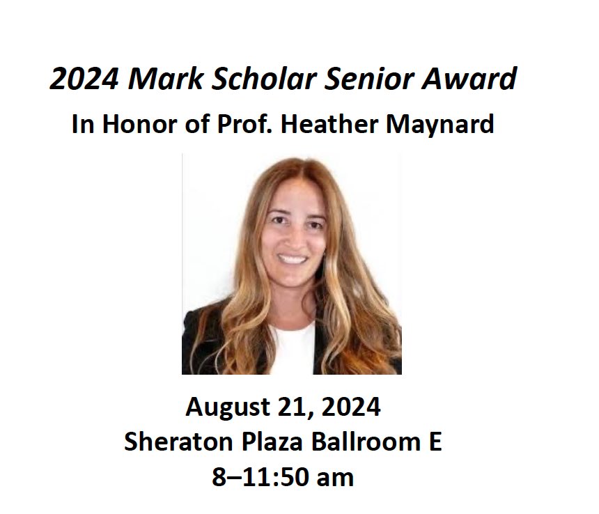 For those of you still at #ACSFall2024 come check out the Mark Scholar Award symposium in honor of Heather Maynard tomorrow at 8 am in Sheraton Plaza Ballroom E!