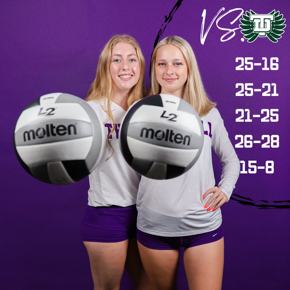 ThrallAthletics's tweet photo. The Tigerettes take down the Lady Ducks in 5!
JV- wins in 3 sets.
Fresh- Fall in 3 close sets. https://t.co/Qx1Du1TPjS