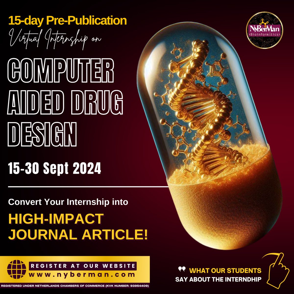 LlbSchool's tweet photo. 15-Day Virtual Internship on #CADD

Why this Program?
-𝘏𝘢𝘯𝘥𝘴-𝘖𝘯 𝘓𝘦𝘢𝘳𝘯𝘪𝘯𝘨
-𝘚𝘬𝘪𝘭𝘭 𝘋𝘦𝘷𝘦𝘭𝘰𝘱𝘮𝘦𝘯𝘵

Certificate accredited by the Netherlands Chambers of Commerce (KVK).

Register at https://t.co/cDCpRqwoyN

#bioinformatics https://t.co/j4ExgzhWlD