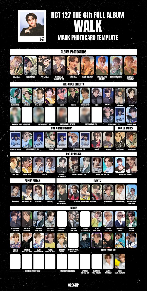 nct 127 'walk' the 6th album mark & haechan photocard template