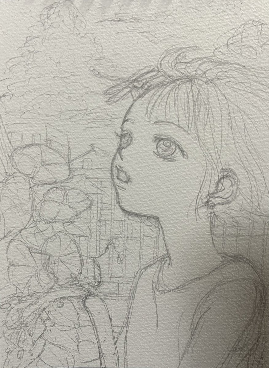 これを水彩画でやりたいんだけど、水彩絵の具なんて小学生以来使った事ないから自信がないなぁ
無難に色鉛筆にしとこうかなぁ 