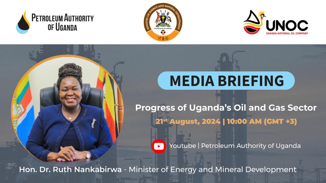 UNOC_UG's tweet photo. #PressConferenceAlert
The Minister of Energy and Mineral Development, Hon. Dr. @NankabirwaRS is going to give the media latest developments in the oil and gas sub-sector.
Follow the presser live here (link below) starting at 10AM.
https://t.co/kXSdH4hybY
#UgOilJourney https://t.co/hD6GUoldLZ