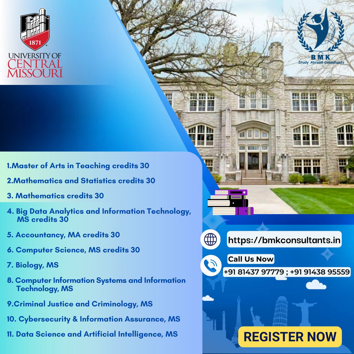 bmkconsultants's tweet image. Registration link : forms.gle/xov9fTWFE7wkRc… 

webpage link : bmkconsultants.in

@bmkconsultants
#usspringintake #SpringIntake #freevirtualfair #StudyAbroad #InternationalEducation #GlobalLearning #OverseasStudy #AbroadLife #StudentAbroad #UNIVEERSITIOFCENTRALMISSOURI