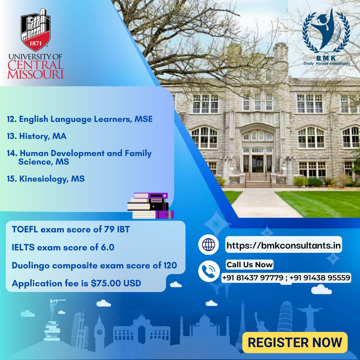 bmkconsultants's tweet image. Registration link : forms.gle/xov9fTWFE7wkRc… 

webpage link : bmkconsultants.in

@bmkconsultants
#usspringintake #SpringIntake #freevirtualfair #StudyAbroad #InternationalEducation #GlobalLearning #OverseasStudy #AbroadLife #StudentAbroad #UNIVEERSITIOFCENTRALMISSOURI