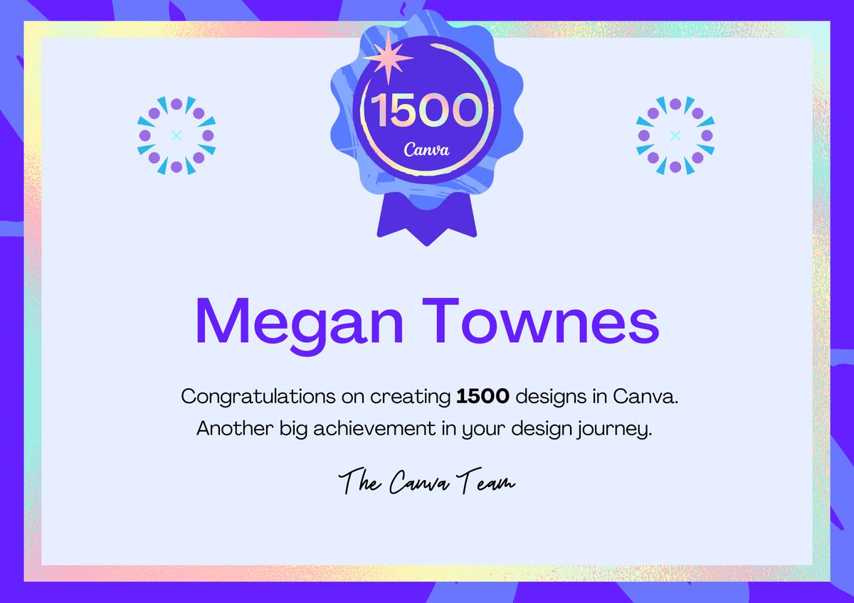 1500 designs since I started at Canva on 4th July last year! That's an average of 5 designs for every working day. I really like Canva LOL
