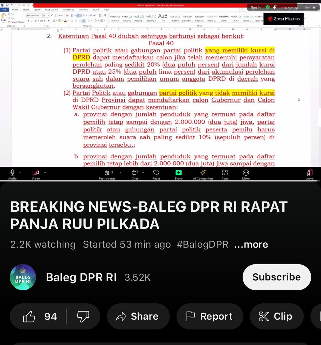 Pasal 40 DISETUJUI PANJA BALEG jadi kayak gini.

INI. BEDA. DENGAN. PUTUSAN. MK. 
Kalau pakai pasal ini, threshold MK hanya bagi parpol yg tidak punya kursi di DPRD.

Pemerintah setuju. 
DPD setuju. 
Fraksi nggak ada yang interupsi. 

Sekarang rapatnya ditutup. #KawalPutusanMK