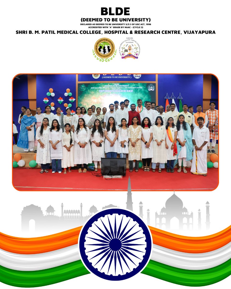 bldedu's tweet photo. The glimpses of the 78th Independence Day celebrations on 15th August 2024 at BLDE (Deemed to be University). https://t.co/X7bqFn1Toq