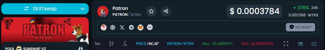 Dextools and Dexscreener is updated. 

$PATRON on #TRON

dexscreener.com/tron/tw4wpyxri…

dextools.io/app/en/tron/pa…