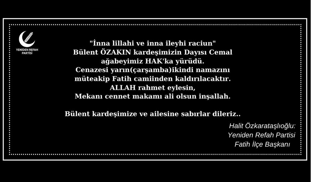 OzkarataslHalit's tweet photo. @erbakanfatih @MehmedAltinoz @Yrefahfatihilce @rprefahpartisi @refahist https://t.co/MK1VM2LIAv