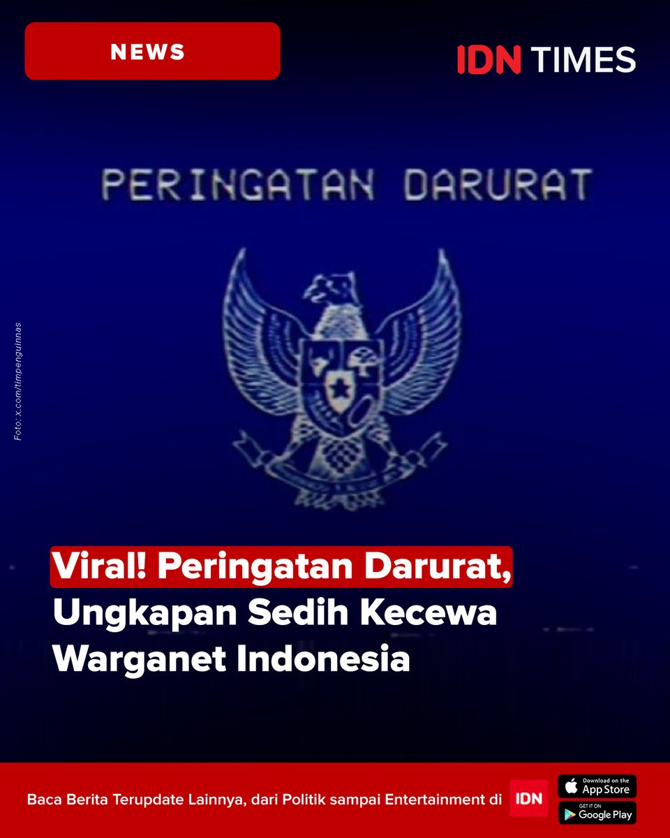 Warganet ramai-ramai mengawal putusan Mahkamah Konstitusi dengan mencuitkan tagar #KawalPutusanMK dan mengunggah gambar Pancasila bertuliskan Peringatan Darurat Indonesia.

#IDNTimesNews 

idntimes.com/news/indonesia…