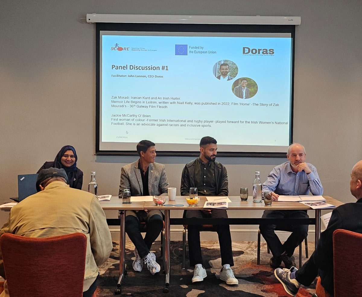 Former football player Jackie McCarthy and Leitrim hurler <a href="/ZakmoradiGAA/">zak moradi</a> speaking about their experience in sports in Ireland while being a person of colour, at the launch of our Toolkit to combat racism in and through sports.

#ScoreProject