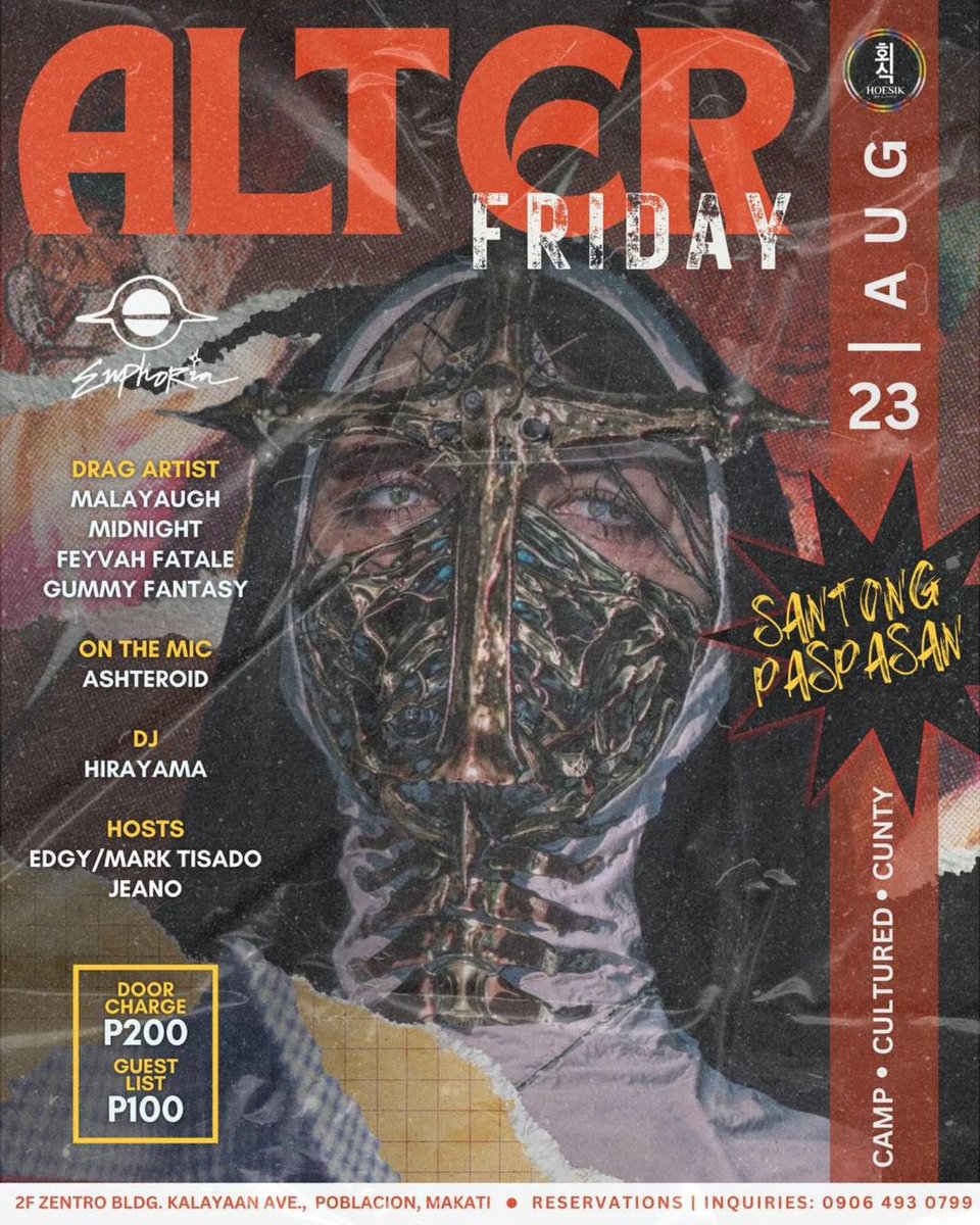 teamfeyvah's tweet photo. ⚔️ @clubeuphoriamnl’s Alter Friday
👸🏻@XfeyvahfataleX , @itsmidnightity , @malayaugh and Gummy Fantasy
📆 Friday, Aug. 23; 12 mn till late
🎟️ door charge: 200; DM @/edgyteresa, @/misfit.b0i and @/jeanobluejeans on IG for guestlist
📍 @HoesikMnl , Makati https://t.co/B14qXYQN9D
