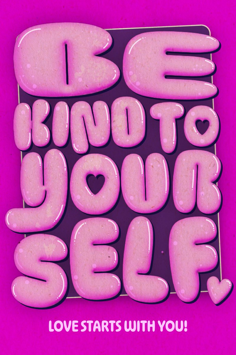 arty_stew's tweet photo. 🌸 Be Kind to Yourself 🌸
💖 Love starts with you! 💖
Just finished this vibrant piece in Adobe Illustrator, flexing my creativity with some bright pink bubble letters. 🎨✨ Remember, self-love is the best love. 💕
#SelfLove #BeKind #CreativeJourney #AdobeIllustrator #Bubble https://t.co/agr1pfAYSM