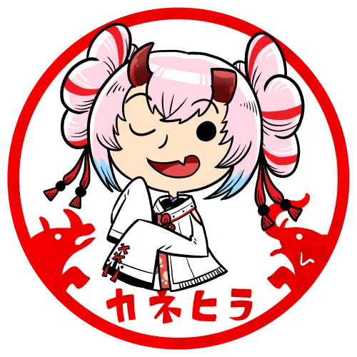 ゲームの鬼こと金平あめさんを描く夕べ。ホーロー看板っぽい雰囲気になりましたわね。 #かねひらーと