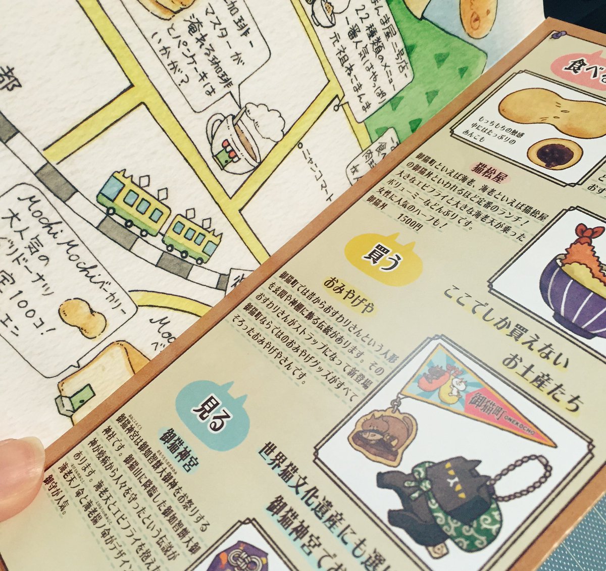 今までの架空のお店シリーズ、パン屋「Kuroneko Bakery」🍞レトロ喫茶「喫茶ハチワレ」☕️と今回の「スーパー猫手」は同じ架空の町、「御猫町」にある設定です✨ 昔パンフと御猫神宮の御朱印も作った町です🥳