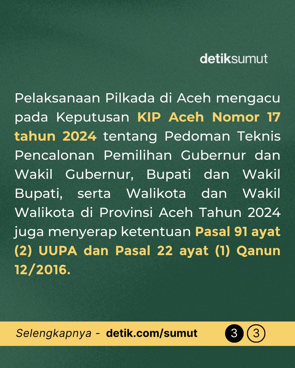 detiksumut_'s tweet photo. 😮😮😮

MK mengubah Pasal 40 Ayat (1) UU Pilkada soal syarat partai politik mengusung calon. Putusan itu tidak berpengaruh terhadap penyelanggaraan Pilkada di Aceh.

FULL: https://t.co/TCQivKtO3b

#detikSumut #PutusanMK #Pilkada #Aceh #UUPA #Qanun https://t.co/6kqYOx9n3d