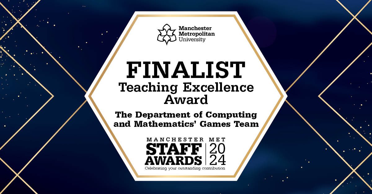 Matthew Crossley (@mattycrossley) on Twitter photo I am so #McrMetProud of the entire <a href="/ManMetGames/">Manchester Met Uni Games</a> team here at <a href="/ManMetUni/">Manchester Metropolitan Uni</a>’s Department of Computing and Mathematics for being shortlisted for a Teaching Excellence Award at the Staff Awards. The team really give it their all, and it’s amazing to get recognition for that! I am so #McrMetProud of the entire <a href="/ManMetGames/">Manchester Met Uni Games</a> team here at <a href="/ManMetUni/">Manchester Metropolitan Uni</a>’s Department of Computing and Mathematics for being shortlisted for a Teaching Excellence Award at the Staff Awards. The team really give it their all, and it’s amazing to get recognition for that!