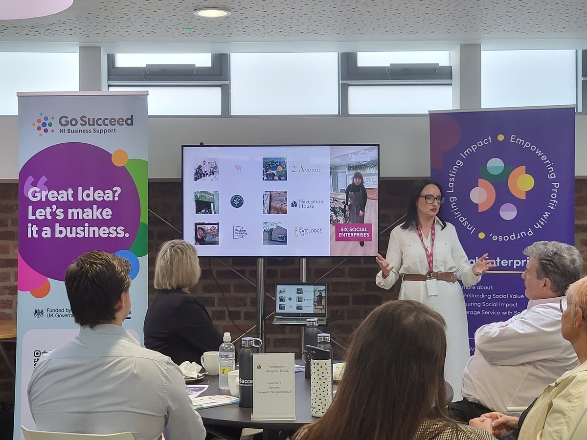 socentni's tweet photo. Ciara from @steppingni is giving an amazing talk right now about their 6 Social Enterprises and what they offer.
"Everything we do is about changing lives, and we are exceptionally proud of it" - @ciarabsocial https://t.co/A596IDITo5