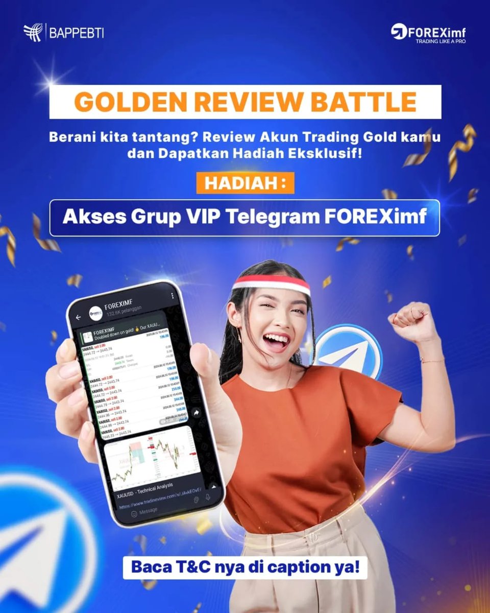 forex_imf's tweet photo. Mimin mau info event menarik nih
"Golden Review Battle"!

Hadiahnya bisa masuk grup VIP telegram FOREXimf!

Utk gabung grup VIP harusnya min deposit 2,5jt!
Tapi kalo menang event ini bisa join VIP dgn min deposit 140rb aja! 

Langsung ikut yuk Sobs!!

#QuickPro #tradingforex https://t.co/ZHUW3vzKoa