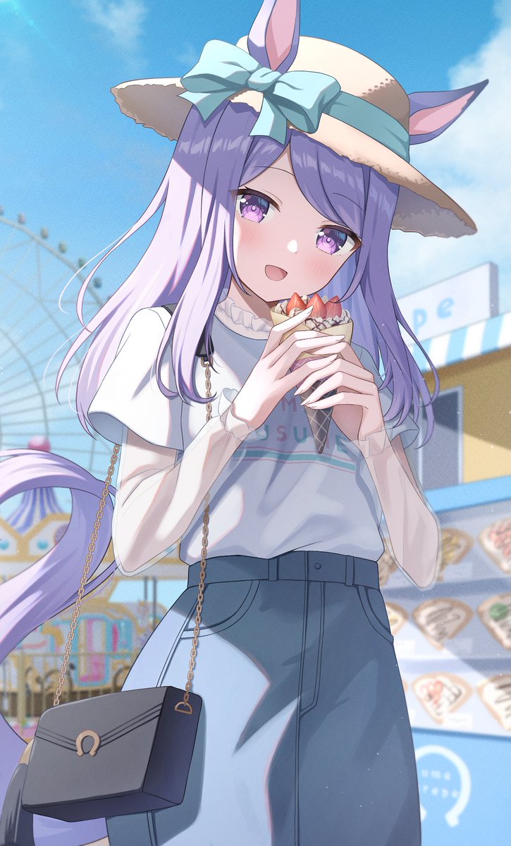 kurumi_lm's tweet photo. クレープを食べるマックイーン https://t.co/X14PKBmu9g