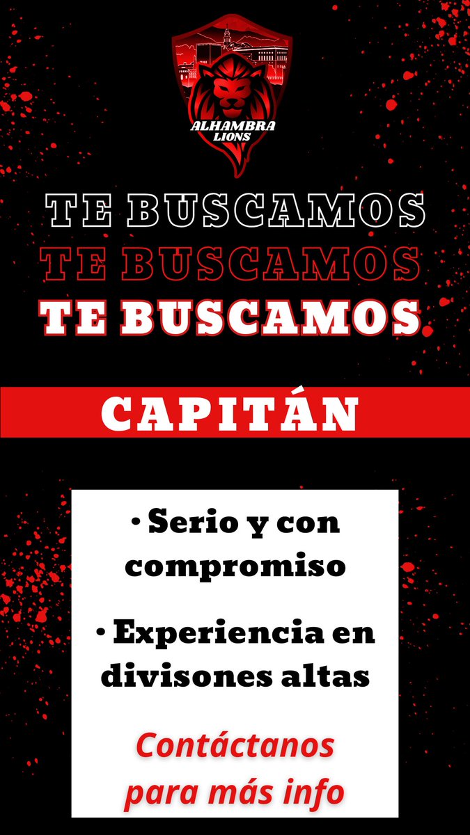 AlhambraLions_'s tweet photo. 📢 ANUNCIO | #ClubesPro 

🔍 | ¡TE ESTAMOS BUSCANDO!

🕵️‍♂️ | Buscamos CAPITÁN ©️ para la próxima temporada en EA FC25

Contamos con:
- Patrocinio (diseños, casters...)
- Buen bloque de jugadores 
- Ambiente espectacular 

📩| Contacta con nosotros o envía MD a @Piperino_11 https://t.co/j9f7rrWJgI