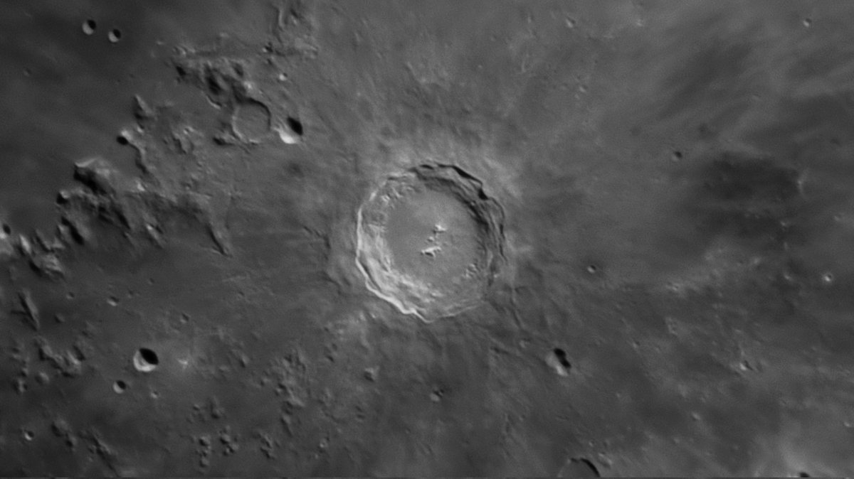 Mhsanaei's tweet photo. Copernicus crater (on August 15th 2024)

These photos were taken while the #moon was only 25 degrees high in the #sky and under the poor seeing conditions. But I like the result! https://t.co/zv6yZopcEA