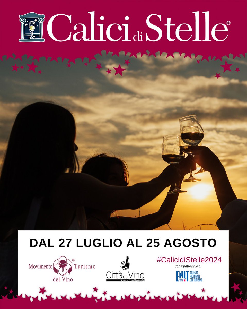 🇮🇹 Calici di Stelle vi aspetta fino al 25 Agosto con tantissime iniziative.

🇬🇧 Calici di Stelle awaits you till August 25th  with many events.

#CaliciDiStelle #Mitologia #Enoturismo #VinoeStelle #MTVItalia #CalicidiStelle2024 #ThebestsideoftheWine