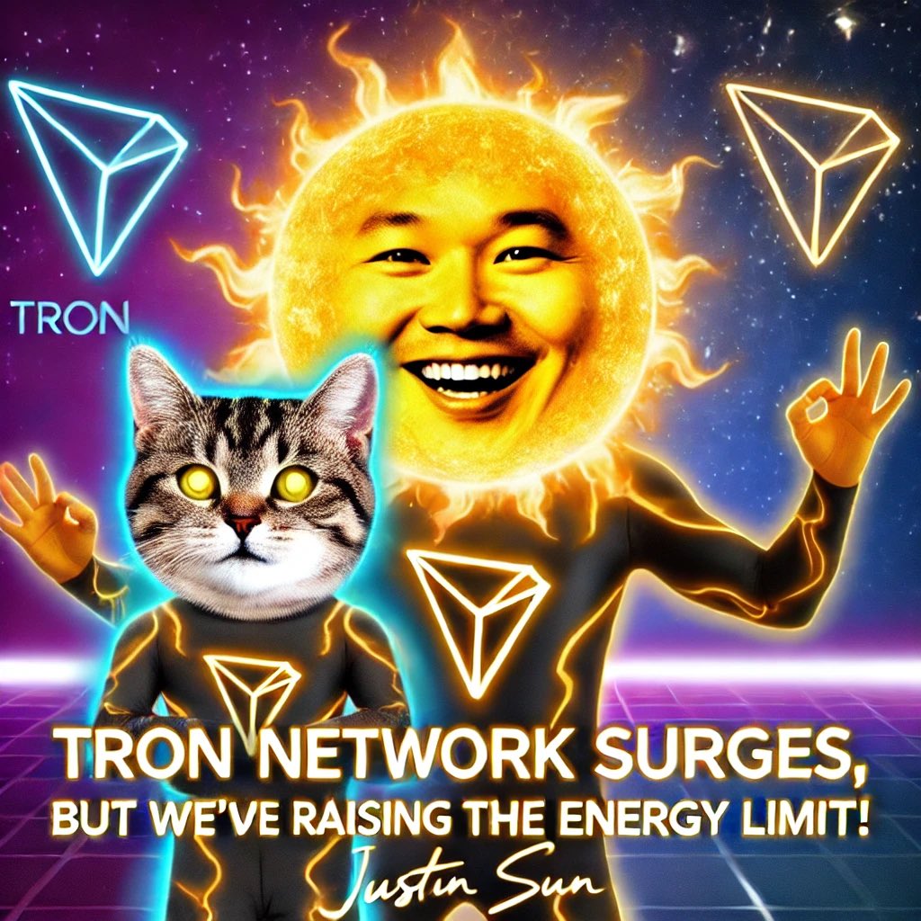 solar_cats's tweet photo. 🌞🚀 The TRON Network has been surging, but no worries, @justinsuntron got this covered! 💪 The energy limit is rising, and @justinsuntron is leading the way to reduce costs and fees for everyone. Solar Cats are here to light up the path as we power through! 🔥⚡️

#TRON #SolarCats #JustinSun #CryptoInnovation #TRON #TronMemeSeason #SolarCat
