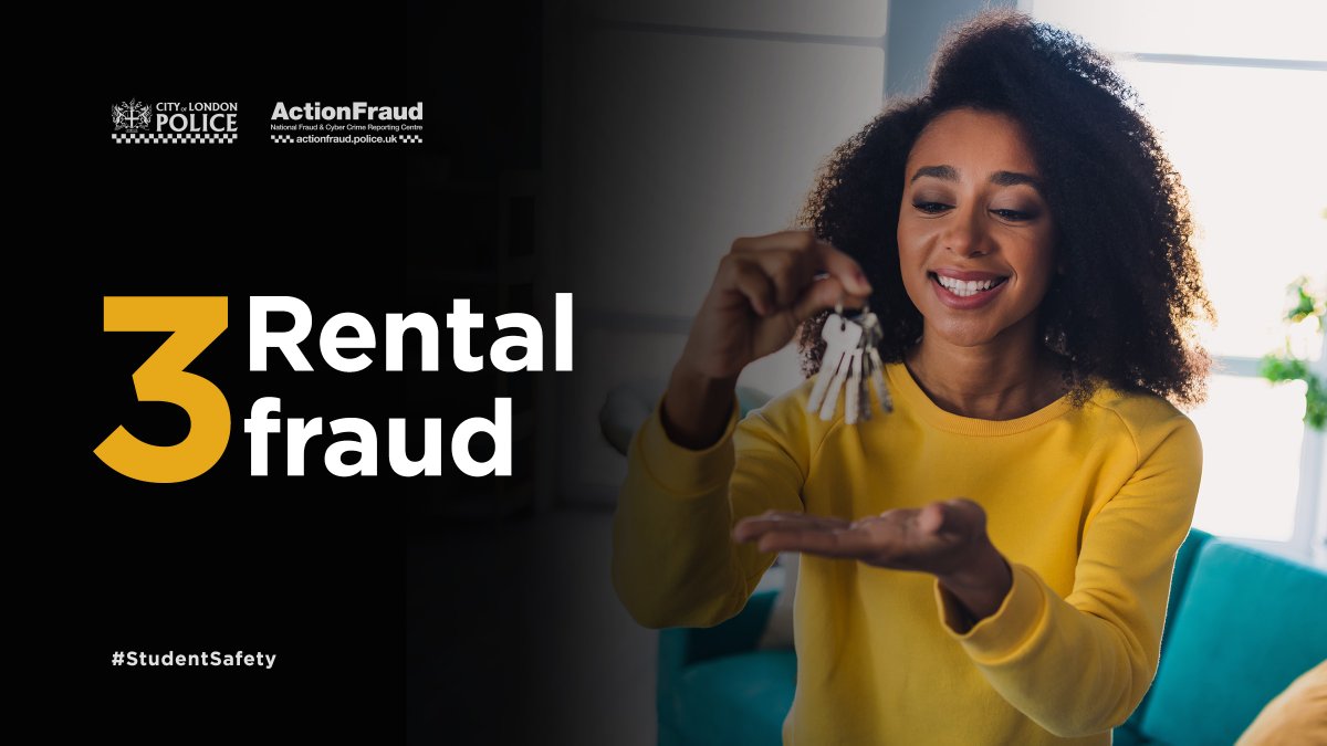 🚨Did you know that last year students lost over £4,2m to #RentalFraud? Follow these tips to protect yourself.

✅Always view the property first.
✅Don’t pay until you have reviewed the contract.
✅ Avoid bank transfer payments, if possible.

🔗actionfraud.police.uk/studentsafety