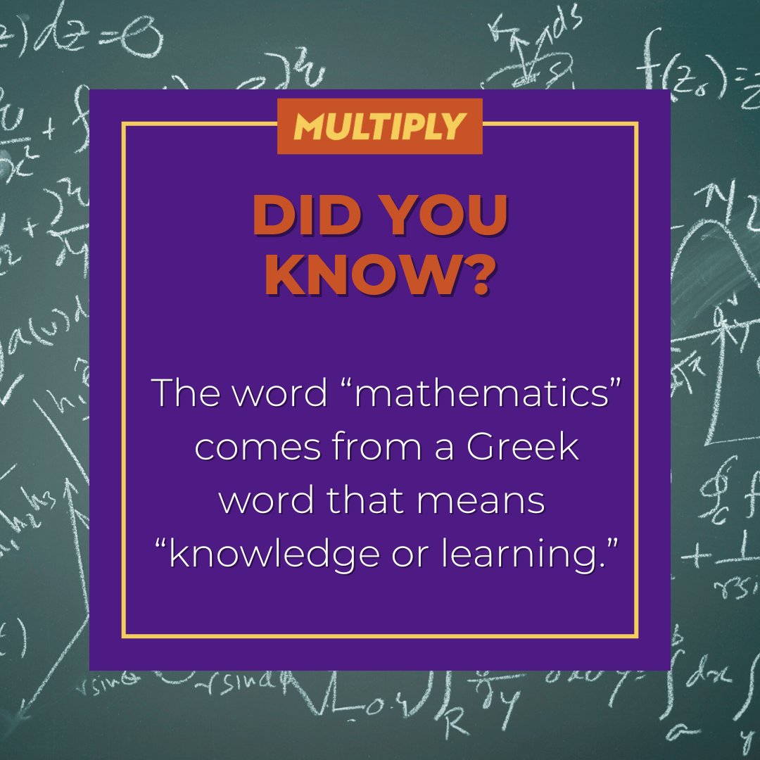 multiplynyorks's tweet photo. Friday Fun Fact!

The word “mathematics” originates from the Greek word “mathēmatikós,” meaning “knowledge” or “learning.” 🧠

Maths isn't just about numbers; it's a gateway to a fascinating world where numbers uncover hidden secrets! 

#FunFactFriday #Mathematics #MultiplyNYorks https://t.co/F3HSEYvkdM