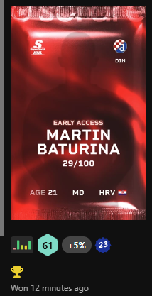 FGR_Trader's tweet photo. Nice result in the first #Sorare gw with the new format.

A 3rd place in U23 D2 brings home Martin Baturina.

To keep or to sell? https://t.co/SmXX7ZEoYT