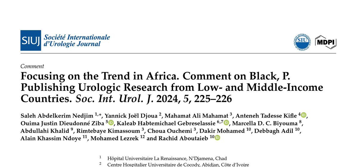 TweetUro's tweet photo. 🌍 **Urology in Africa: Bridging the Gap in Research and Practice** 🌍

The field of urology is advancing globally, yet research from low- and middle-income countries (LMICs), particularly in Africa, remains underrepresented. Our latest commentary in the @SIU_urology @siuj highlights the current trends in urologic research across the continent and the challenges we face. Despite the hurdles—limited resources, insufficient training, and the traditional nature of practice in some regions—there is significant potential for growth.

🔬 By fostering academic exchange programs, improving research capacity, and leveraging technology, we can overcome these barriers and contribute meaningfully to the global urology community. 

Let's continue to support urologic research in Africa and ensure that our work reaches a broader audience, ultimately enhancing patient outcomes across the continent.

📚 Read more about our insights and recommendations in the full commentary: https://t.co/UQAirLjY16

#Urology #MedicalResearch #GlobalHealth #Africa #AcademicCollaboration #HealthcareInnovation #LMIC #ResearchImpact #tweeturo #uromeet #UroSome 
@ouima2025  @Uroweb
@AFUrologie @jteoh_hk
---

Feel free to customize it further to suit your style or specific audience!