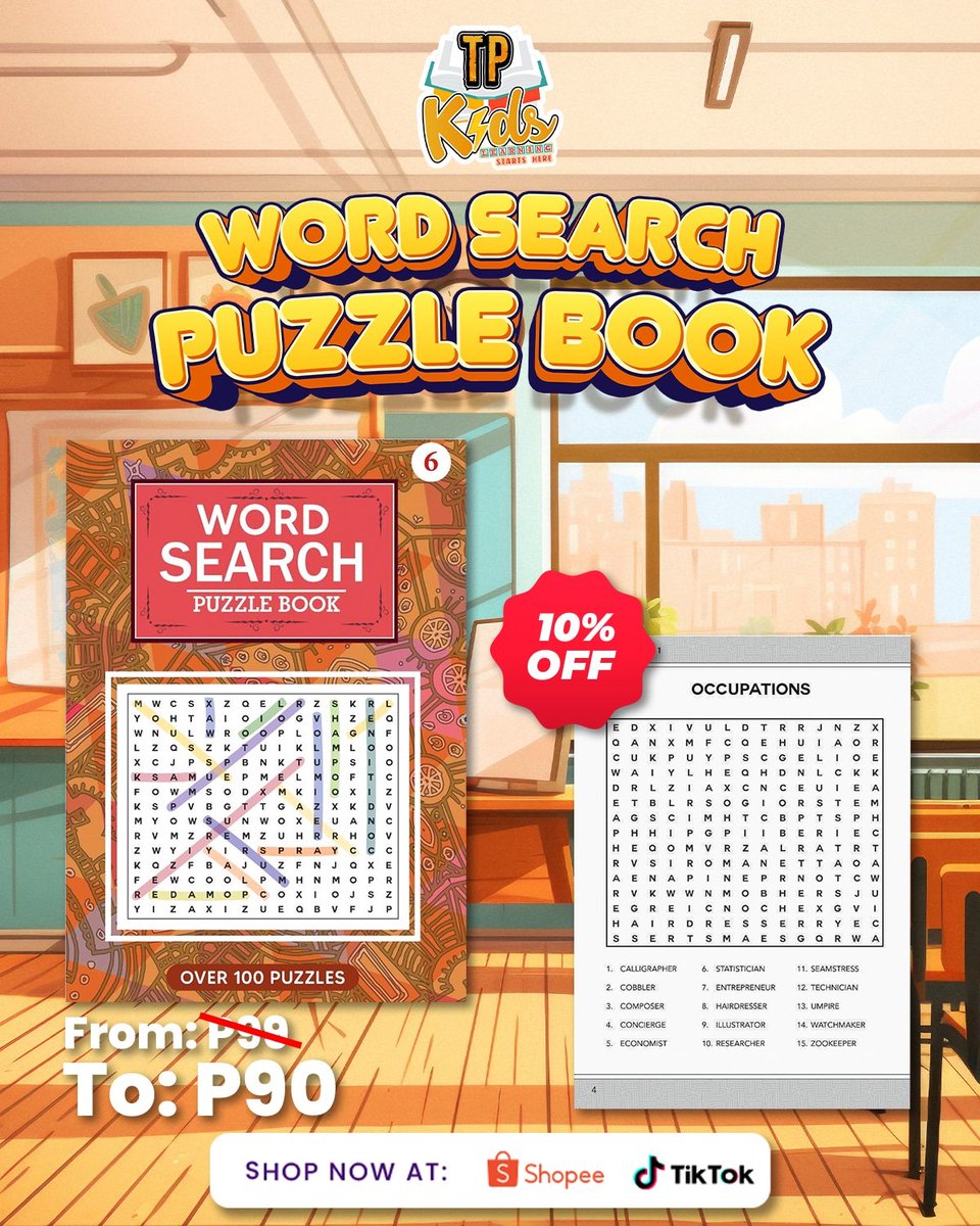 teampayamankids's tweet photo. Expand your vocabulary and have fun with this word search puzzle book!

This challenging and engaging puzzle book is a great way to pass the time or learn new words. With over 100 puzzles to choose from, there's something for everyone.

Get yours today for only P90! https://t.co/08RVqJg4gM