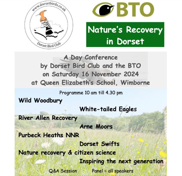 We are almost ready to open ticket sales for this autumn's exciting "Nature's Recovery in Dorset" conference with <a href="/_BTO/">BTO</a> Watch this space. You can help us, we would love a photo which encapsulates our conference title to use in our promotion. Please post your best by reply 🤞 😀