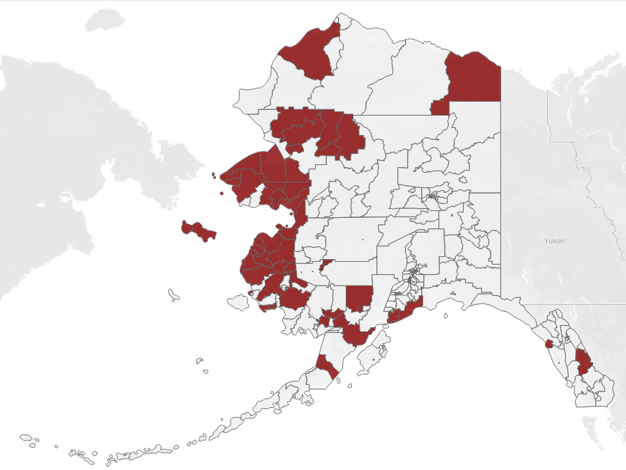 WillMuldoon's tweet photo. Precincts in Alaska that haven't reported any votes. https://t.co/DG0QbbftoU